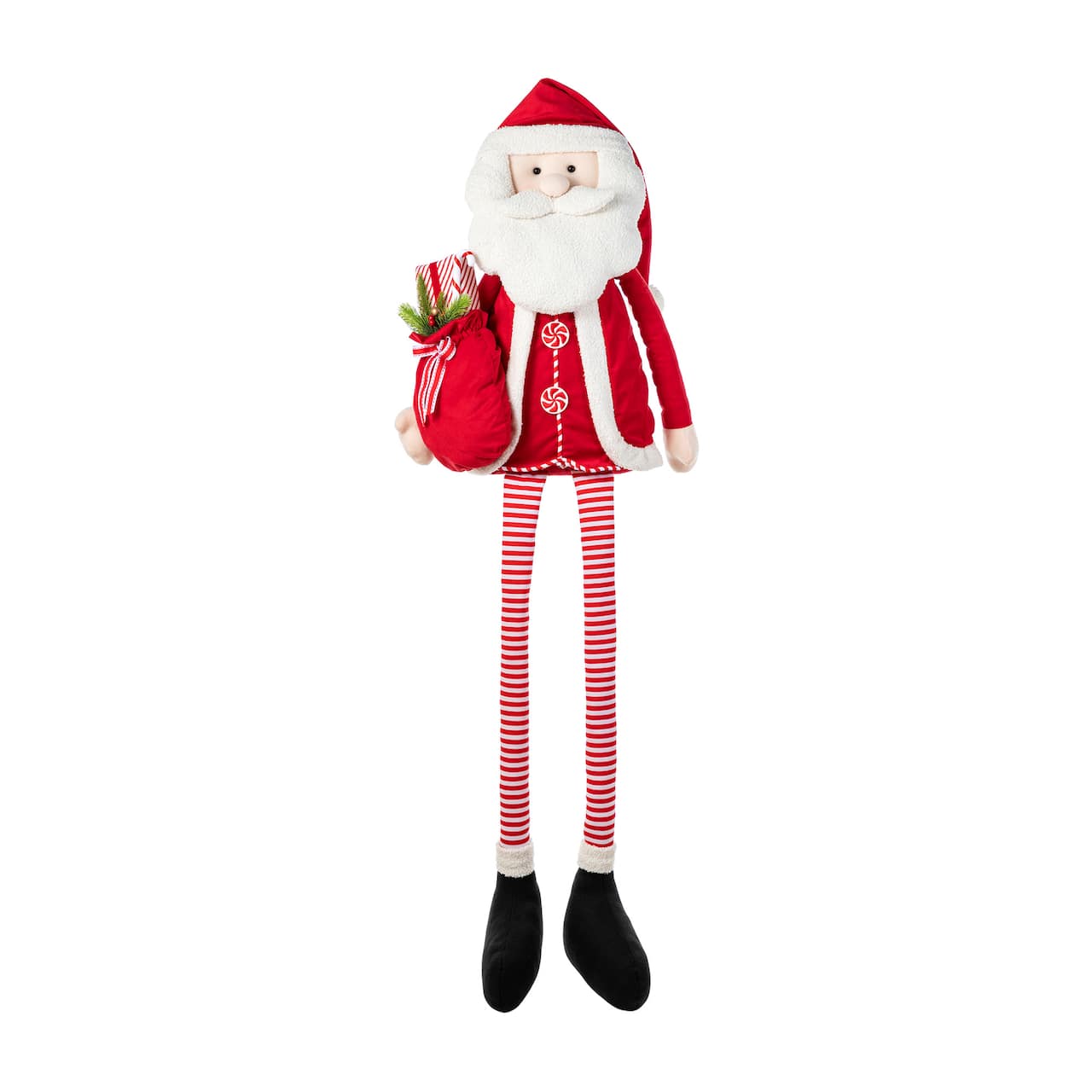 Glitzhome® 60"H Christmas Oversized Fabric Santa With Dangle Legs